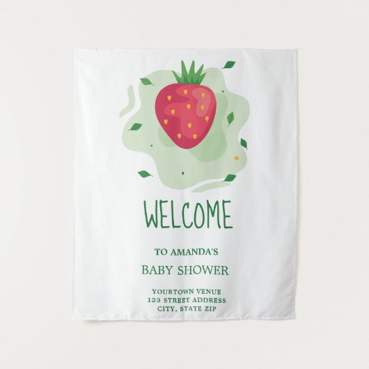 Tenture Baby Shower Fruit Rouge Vert Fraise (Devant)