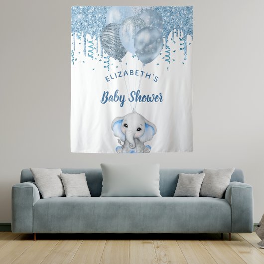 Tenture Baby shower garçon bleu clair parties scintillant