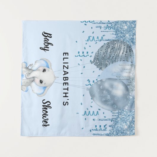 Tenture Baby shower garçon bleu clair parties scintillant (Devant (Horizontal))