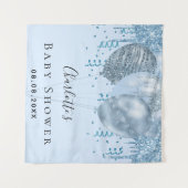 Tenture Baby shower garçon bleu parties scintillant ballon (Devant (Horizontal))