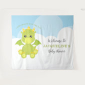 Tenture Baby Shower Garçon Dragon Fantaisiste  (Devant (Horizontal))