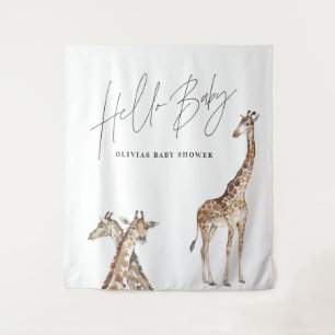 Tenture Baby shower girafe moderne élégante typographie