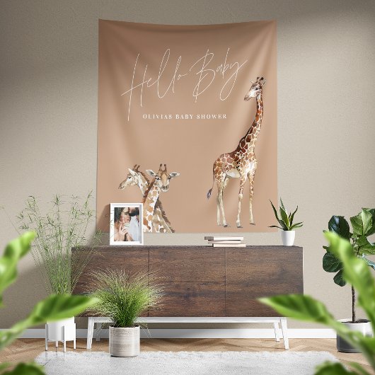 Tenture Baby shower girafe moderne élégante typographie ru