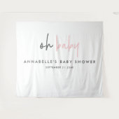 Tenture Baby shower girly rose typographie moderne unique (Devant (Horizontal))