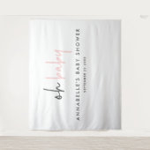 Tenture Baby shower girly rose typographie moderne unique (Devant)