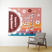 Tenture Baby Shower Groovy Rétro (En situation (horizontale))