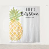 Tenture Baby Shower Jaune Aquarelle Tropicale Ananas (Devant)