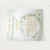 Tenture Baby Shower Lune Verte Or Bienvenue (Devant (Horizontal))
