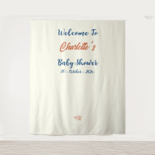 Tenture Baby Shower Minimaliste Orange Genre Neutre