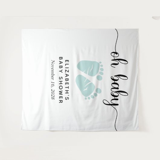 Tenture Baby shower Mint Green Baby Photo Booth Backdrop (Devant (Horizontal))