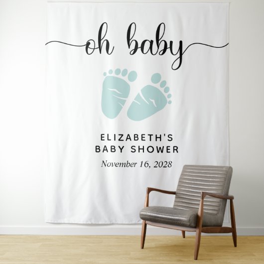 Tenture Baby shower Mint Green Baby Photo Booth Backdrop (En situation)