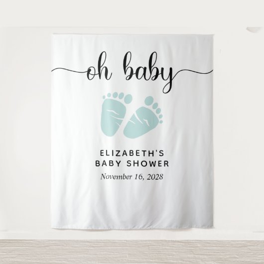 Tenture Baby shower Mint Green Baby Photo Booth Backdrop (Devant)