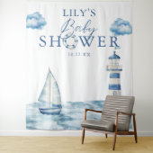 Tenture Baby shower Nautical Boy - fond photo (En situation)