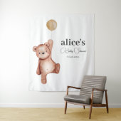 Tenture Baby shower neutre de l'ours en peluche (En situation)
