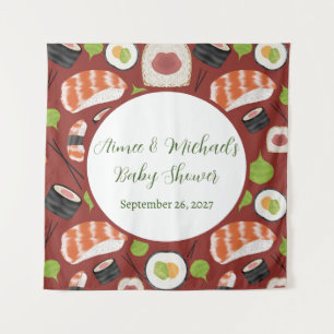 Tenture Baby shower neutre genre Sushi