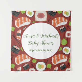 Tenture Baby shower neutre genre Sushi