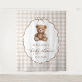 Tenture Baby Shower Ours en Gingham Unisexe Ours en Peluch (Devant)
