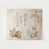 Tenture Baby Shower Ourson Herbe des Pampas (Devant (Horizontal))
