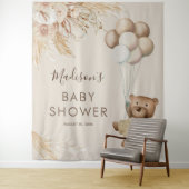 Tenture Baby Shower Ourson Herbe des Pampas (En situation)