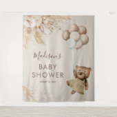 Tenture Baby Shower Ourson Herbe des Pampas (Devant)