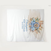 Tenture Baby shower ourson tropical palmier pampas (Devant (Horizontal))