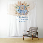 Tenture Baby shower ourson tropical palmier pampas (En situation)