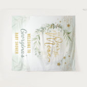 Tenture Baby Shower « Over the Moon » Bienvenue en vert et (Devant (Horizontal))