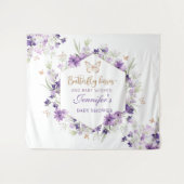 Tenture Baby shower papillon en or violet (Devant (Horizontal))