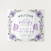 Tenture Baby Shower Papillons Violets (Devant (Horizontal))