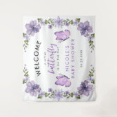 Tenture Baby Shower Papillons Violets (Devant)
