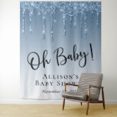 Tenture Baby shower Parties scintillant Bleu Fond photo (En situation)