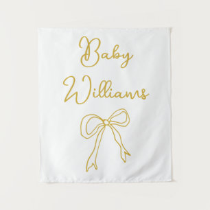 Tenture Baby shower personnalisé Booth photo blanc & or