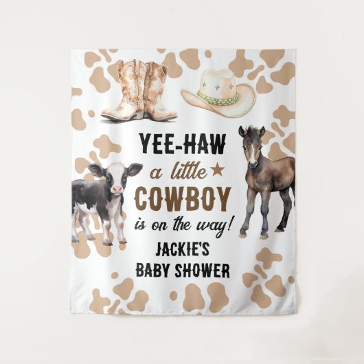 Tenture Baby Shower Petit Cow-Boy Rodeo (Devant)