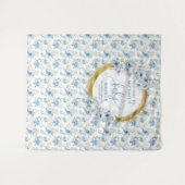 Tenture Baby shower petit garçon fleurs bleues pastel et o (Devant (Horizontal))