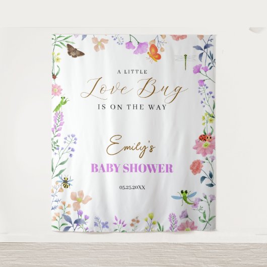 Tenture Baby Shower Petit Insecte de l'Amour (Devant)