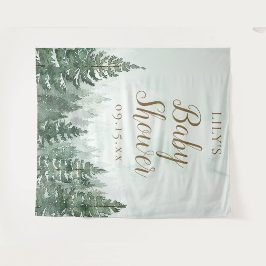 Tenture Baby shower photo Rustic Pine Forest (Devant (Horizontal))