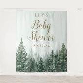 Tenture Baby shower photo Rustic Pine Forest (Devant)