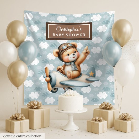 Tenture Baby shower pilote de l'ours en peluche