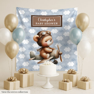 Tenture Baby shower pilote d'ours en peluche doux arrière-