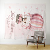 Tenture Baby shower Pink Teddy Bear Hot Air Balloon Party (En situation (horizontale))