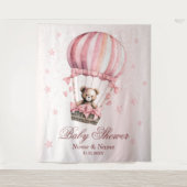 Tenture Baby shower Pink Teddy Bear Hot Air Balloon Party (Devant)
