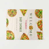 Tenture Baby Shower Pizza aux Tomates Oh Bébé Olivia Verte (Devant (Horizontal))