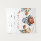 Tenture Baby Shower pour Notre Petit Champion de Basket (Devant (Horizontal))