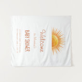 Tenture Baby Shower Rétro Aquarelle Jaune Sunshine (Devant (Horizontal))