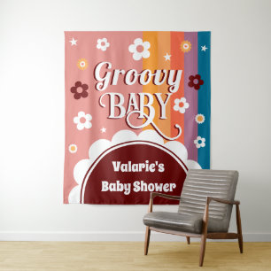 Tenture Baby Shower Rétro Groovy