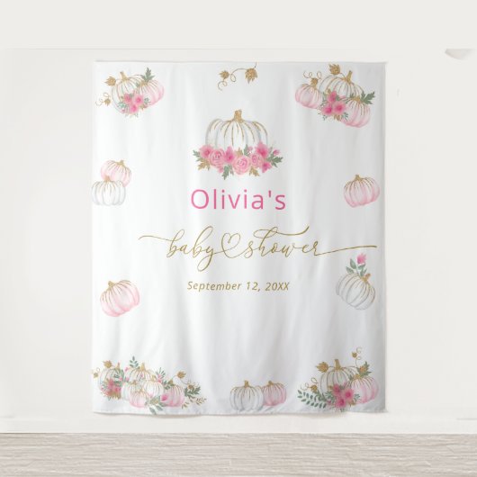 Tenture Baby shower rose Citrouille (Devant)