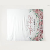 Tenture Baby shower rose fuchsia bohème eucalyptus doré (Devant (Horizontal))