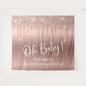 Tenture Baby shower Rose Gold Parties scintillant Bienvenu (Devant (Horizontal))