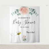 Tenture Baby Shower rose gold rose poudrée et fleurs blanc (Devant)