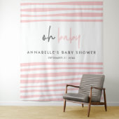 Tenture Baby shower rose moderne typographie unique fête (En situation)